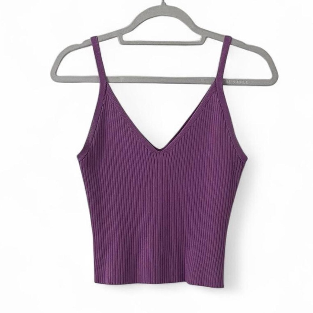 Jolie and Joy Purple Ribbed Women's Top